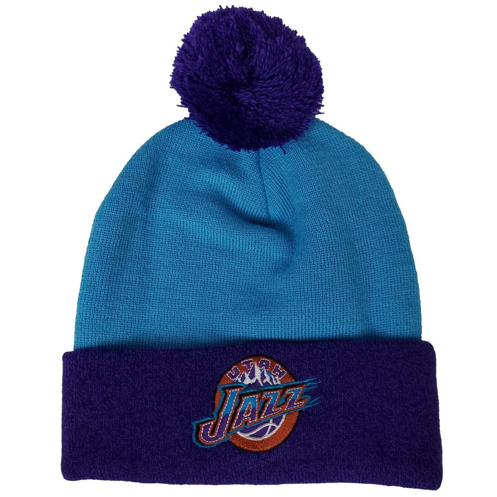 Utah Jazz Mitchell & Ness NBA Knit Hat Beanie Cap Embroidery Logo Blue New